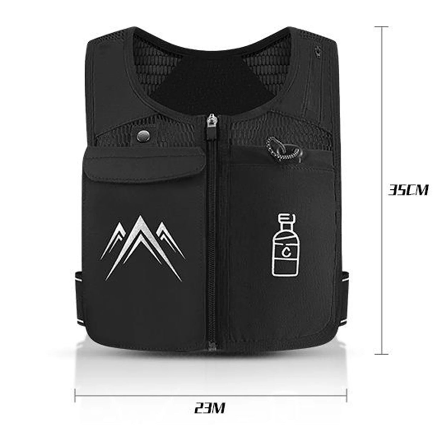 Reflective Running Vests with 500Ml Hydration Bottlel, Chest Pack Gear Phone Holder 