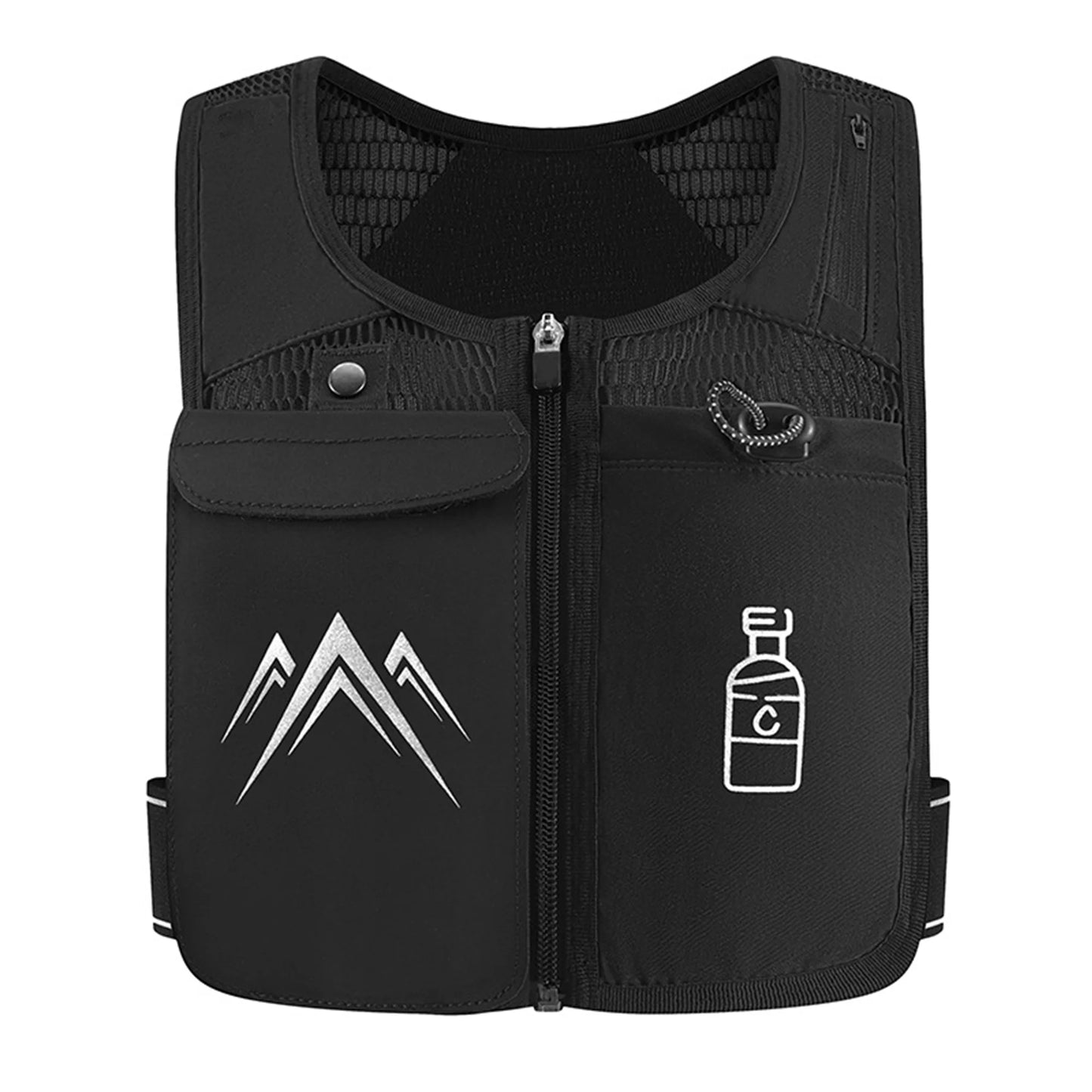 Reflective Running Vests with 500Ml Hydration Bottlel, Chest Pack Gear Phone Holder 