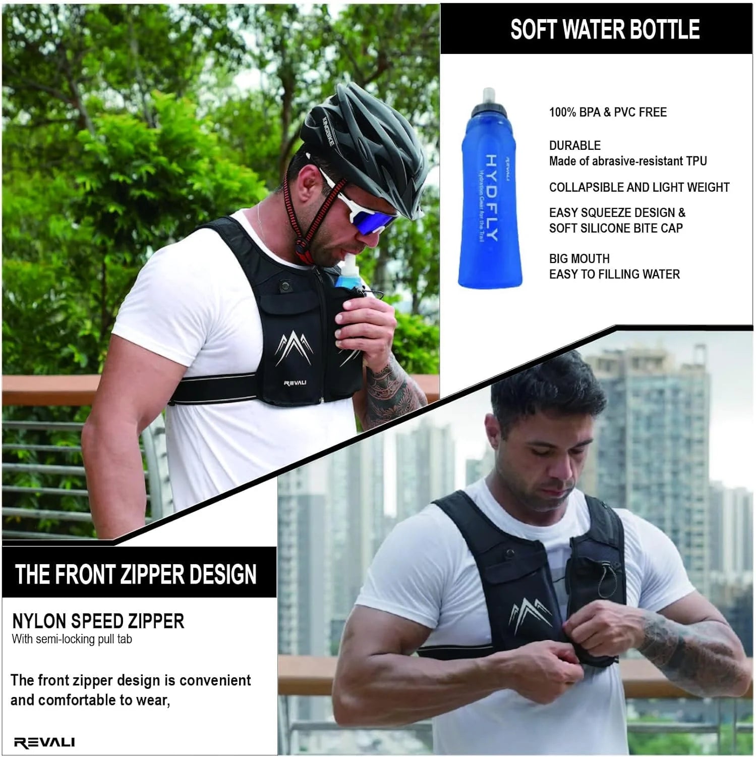 Reflective Running Vests with 500Ml Hydration Bottlel, Chest Pack Gear Phone Holder 