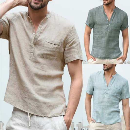 Button V Neck Summer Tops