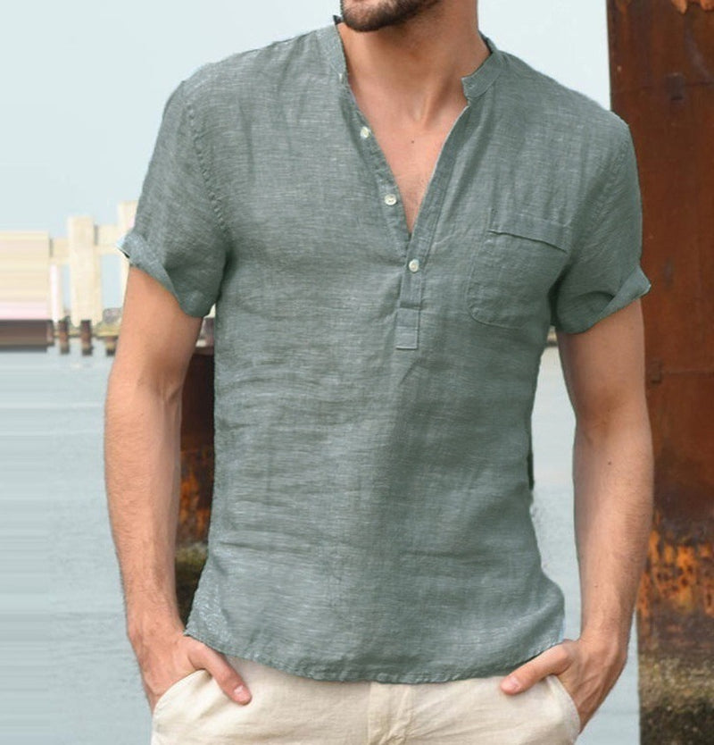 Button V Neck Summer Tops